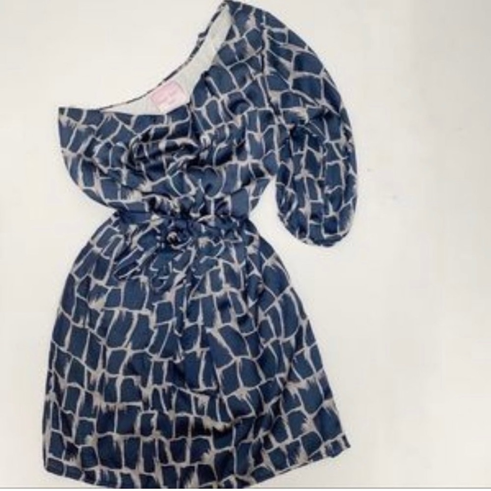 Romeo & Juliet blue gray one shoulder dress medium